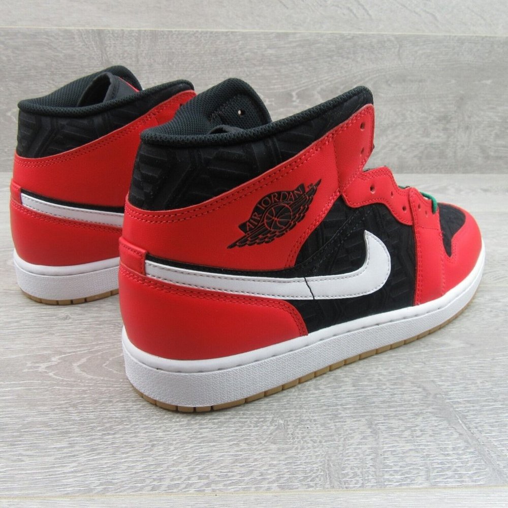 Air Jordan 1 Mid SE Christmas Black Red Sneakers Mens Size 14 NEW - Picture 7 of 16